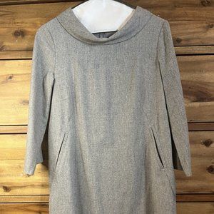 Theory Tweed 'Magrite' Cowl Neck 3/4 Sleeve Wool Dress Size 6